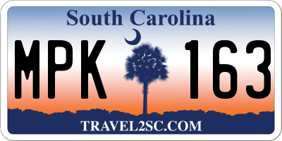 SC license plate MPK163