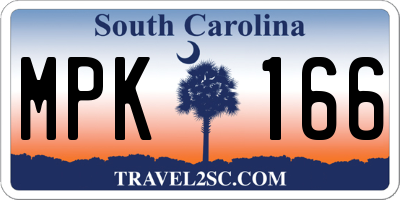 SC license plate MPK166