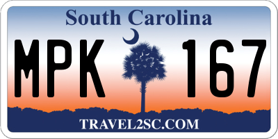 SC license plate MPK167
