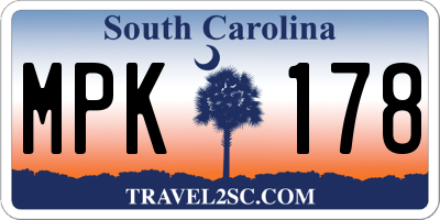 SC license plate MPK178
