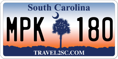 SC license plate MPK180