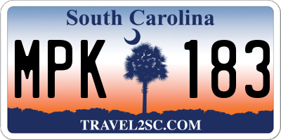 SC license plate MPK183