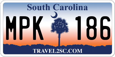 SC license plate MPK186