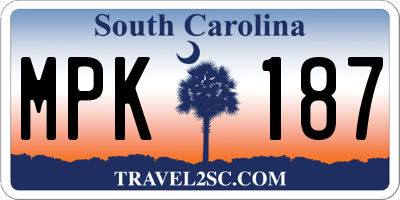 SC license plate MPK187