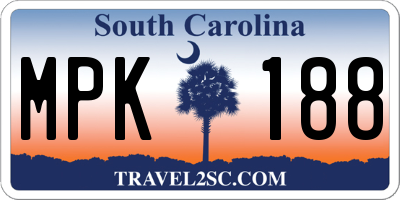 SC license plate MPK188