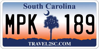 SC license plate MPK189