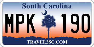 SC license plate MPK190