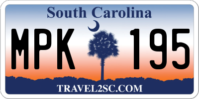 SC license plate MPK195