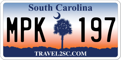 SC license plate MPK197