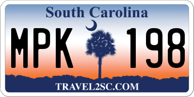 SC license plate MPK198