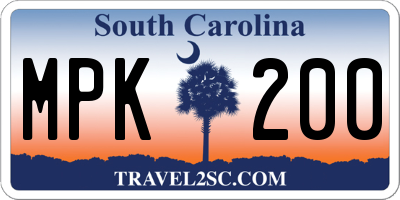 SC license plate MPK200