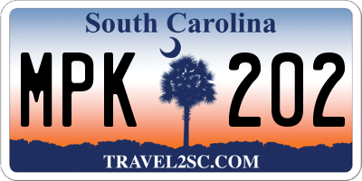 SC license plate MPK202
