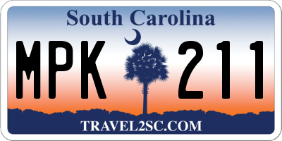 SC license plate MPK211