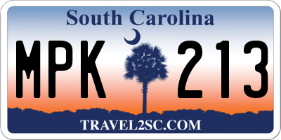 SC license plate MPK213