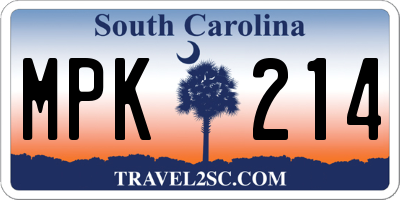 SC license plate MPK214