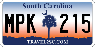 SC license plate MPK215