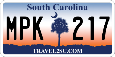 SC license plate MPK217