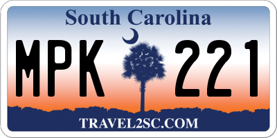 SC license plate MPK221