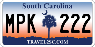 SC license plate MPK222