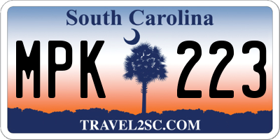 SC license plate MPK223