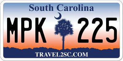 SC license plate MPK225