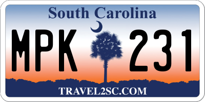 SC license plate MPK231