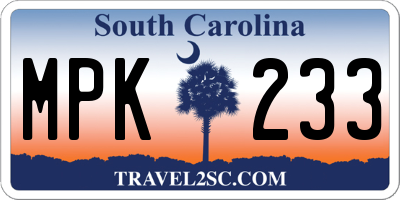 SC license plate MPK233