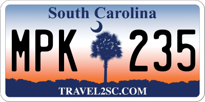 SC license plate MPK235
