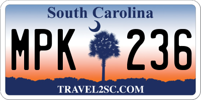 SC license plate MPK236