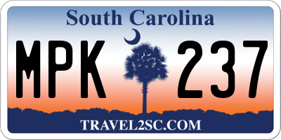 SC license plate MPK237