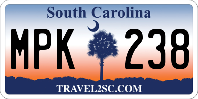 SC license plate MPK238