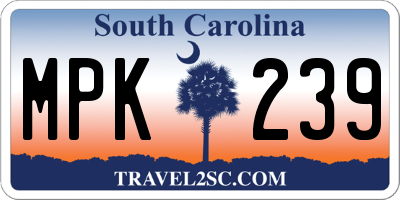 SC license plate MPK239