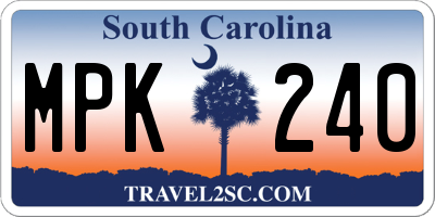 SC license plate MPK240