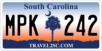 SC license plate MPK242