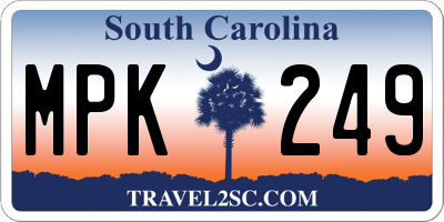SC license plate MPK249