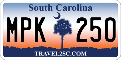 SC license plate MPK250