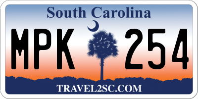 SC license plate MPK254