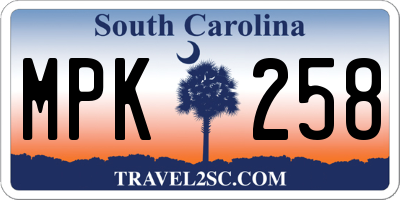 SC license plate MPK258