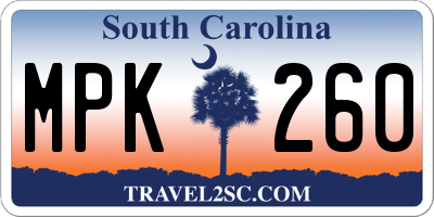 SC license plate MPK260