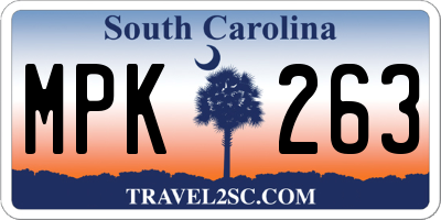 SC license plate MPK263