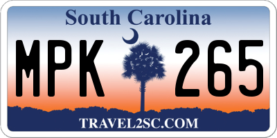SC license plate MPK265