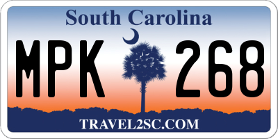 SC license plate MPK268