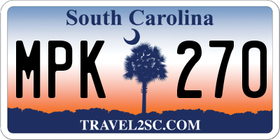 SC license plate MPK270
