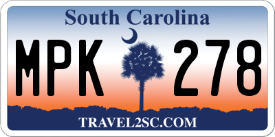 SC license plate MPK278