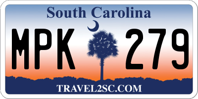 SC license plate MPK279