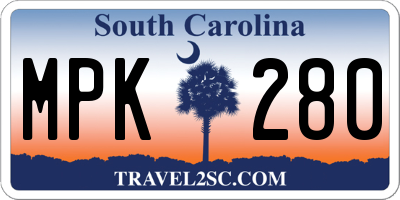 SC license plate MPK280