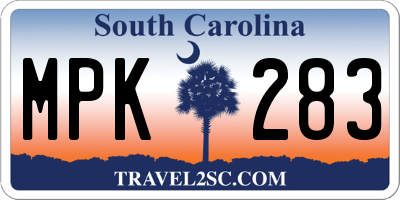 SC license plate MPK283