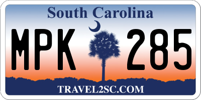 SC license plate MPK285