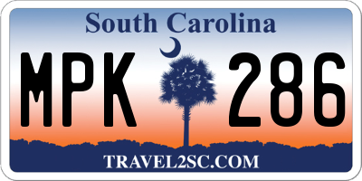 SC license plate MPK286