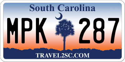 SC license plate MPK287